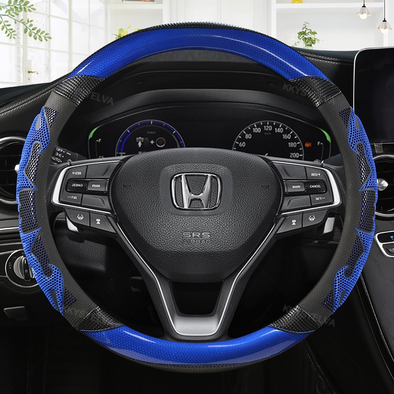 Vỏ Bọc Vô Lăng Xe Hơi Bằng Da Sợi carbon 38cm Cho honda crv hrv odyssey accord city civic