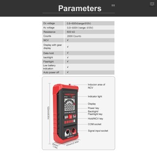 HABOTEST HT123 Digital Multimeter Auto Range Multi-meter 2,000 Counts True RMS Measuring AC/DC Voltage Resistance NCV Test with LCD Backlight Flashlight Data Hold