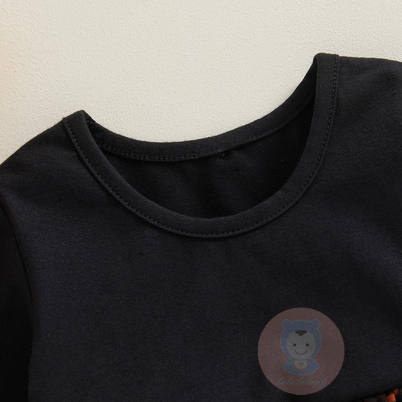 Đầm Xòe Chữ a Tay Dài Cổ Tròn In Hình Bí Ngô / Ma halloween laa6 Cho Bé Gái