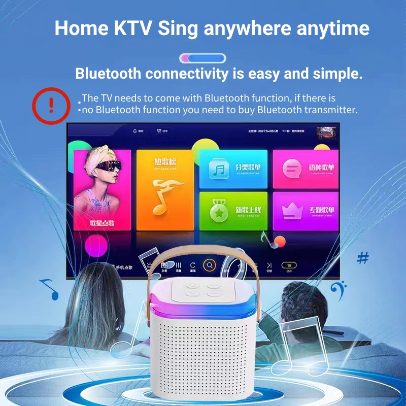 Loa bluetooth mini karaoke kèm 2 mic không dây LAMJAD-Y1 có cổng cắm tai nghe công suất 13W 2023