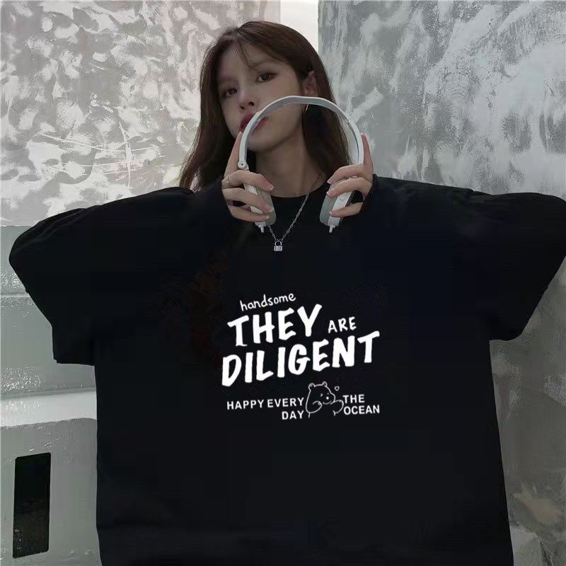 Áo Sweatshirts Mỏng Tay Dài oversize In Họa Tiết Cho Nữ
