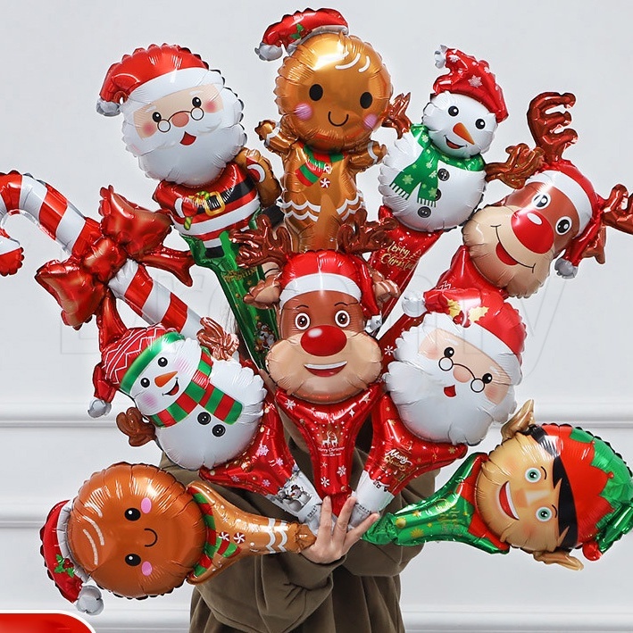 Bong Bóng Nhôm Cầm Tay Cỡ Lớn Họa Tiết Hoạt Hình Ông Già Noel / Người Tuyết / Chim Cánh Cụt Làm Quà Tặng Giáng Sinh / Năm Mới Cho Bé