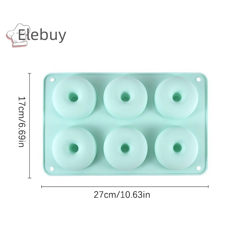 Khuôn silicon ELEBUY 6 ngăn làm bánh donut DIY