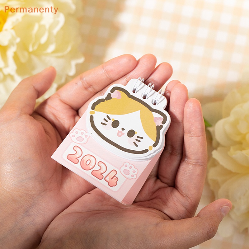 Lịch Để Bàn 2024 mini Họa Tiết Mèo Dễ Thương Để Bàn Trang Trí
