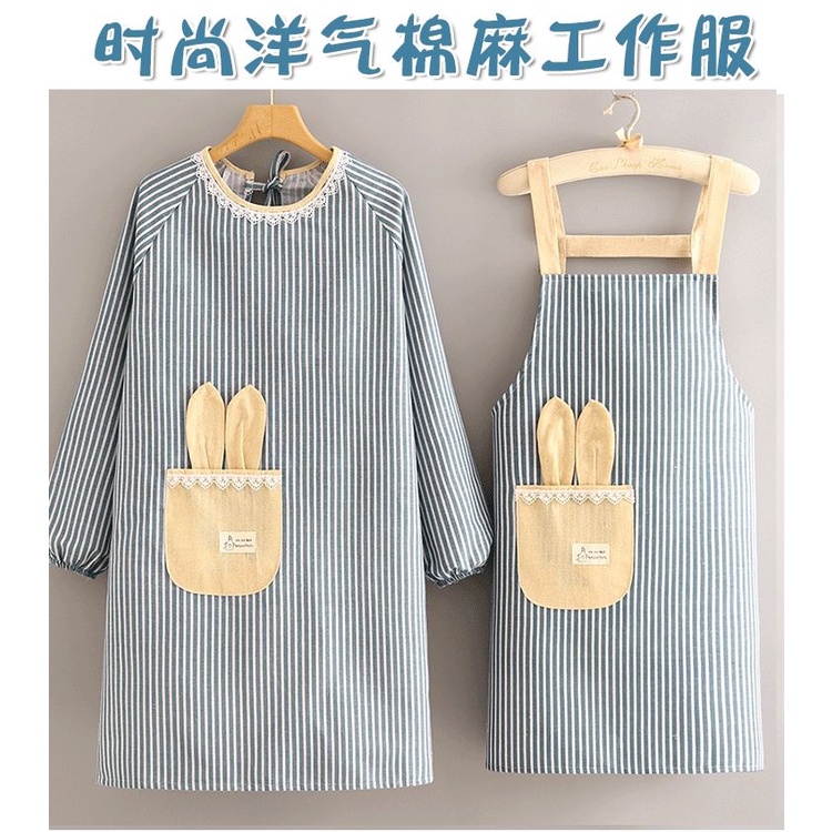 Tạp Dề Vải canvas Tay Dài Chống Bẩn / Mài Mòn Dễ Thương Cho Nhà Bếp