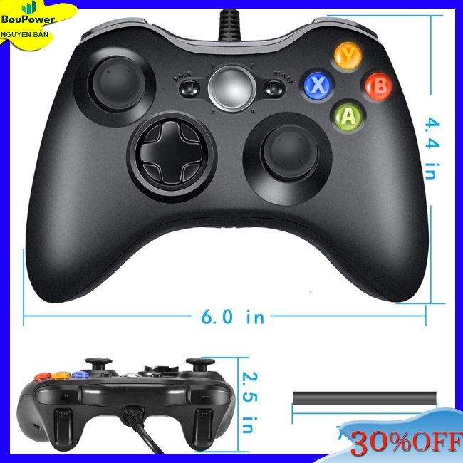Boupower Tay Cầm Chơi Game xbox 360 Với microsoft slim / windows / pc Màu Trắng Đen