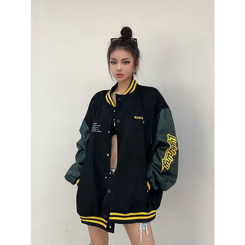 Áo Khoác Bóng Chày Da pu Thêu Họa Tiết Phong Cách Hàn Quốc Thời Trang Xuân Thu Cho Nam