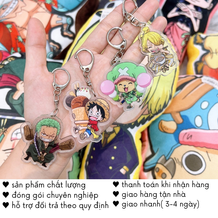 Móc Khoá One Piece Luffy Zoro Sanji Chopper Cute Dạng Anime Gắn Xe Máy Ô Tô Cặp Đôi PK88