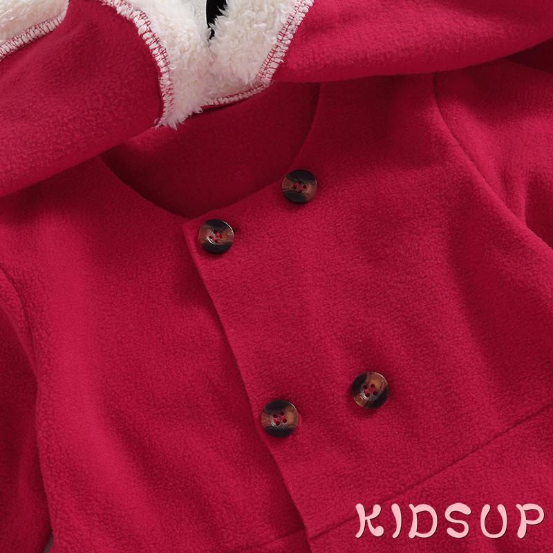 Set Đồ Giáng Sinh 2 Món Gồm Áo Khoác Tay Dài Chắp Vá Có Nút Thắt Nơ Và Nón Cho Bé Gái
