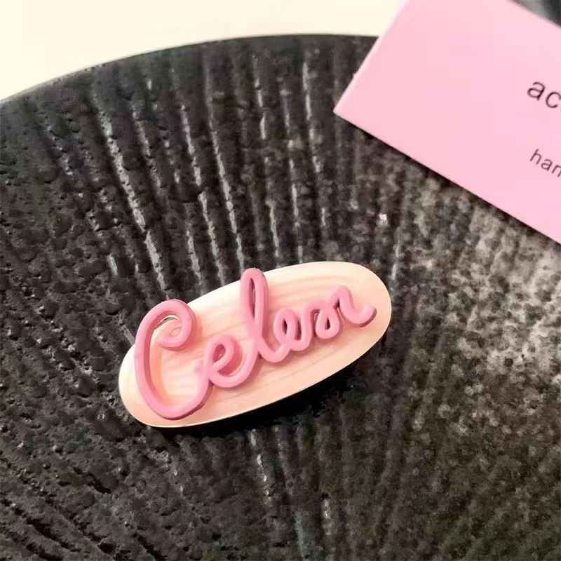 Kẹp Tóc Trang Trí Chữ Đính Đá zircon Màu Hồng Dễ Thương Thời Trang 2023