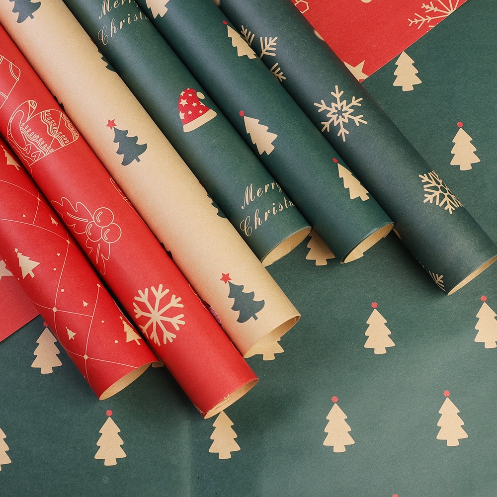 Hộp Giấy kraft Gói Quà / Bó Hoa / Trang Trí Tiệc Giáng Sinh Màu Xanh Lá / Đỏ Chống Thấm Nước diy