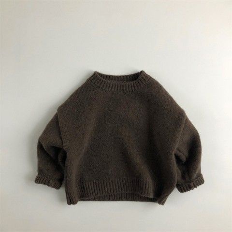 Áo sweater Cổ Tròn Màu Trơn Phong Cách Hàn Quốc Thời Trang Thu Đông Cho Bé
