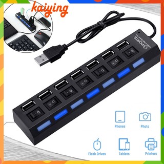 Usb hub usb switch hub 2.0 adapter tốc độ cao đa 7 cổng hub usb bật tắt bộ chia di động cho máy tính laptop