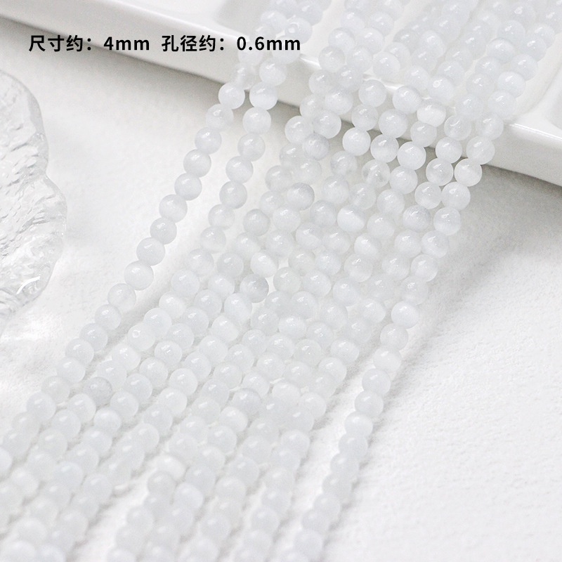 Set 10 Hạt Đá Mắt Mèo Giả Bằng Thủy Tinh 4 / 6 / 8 / 10mm Tự Làm Trang Sức