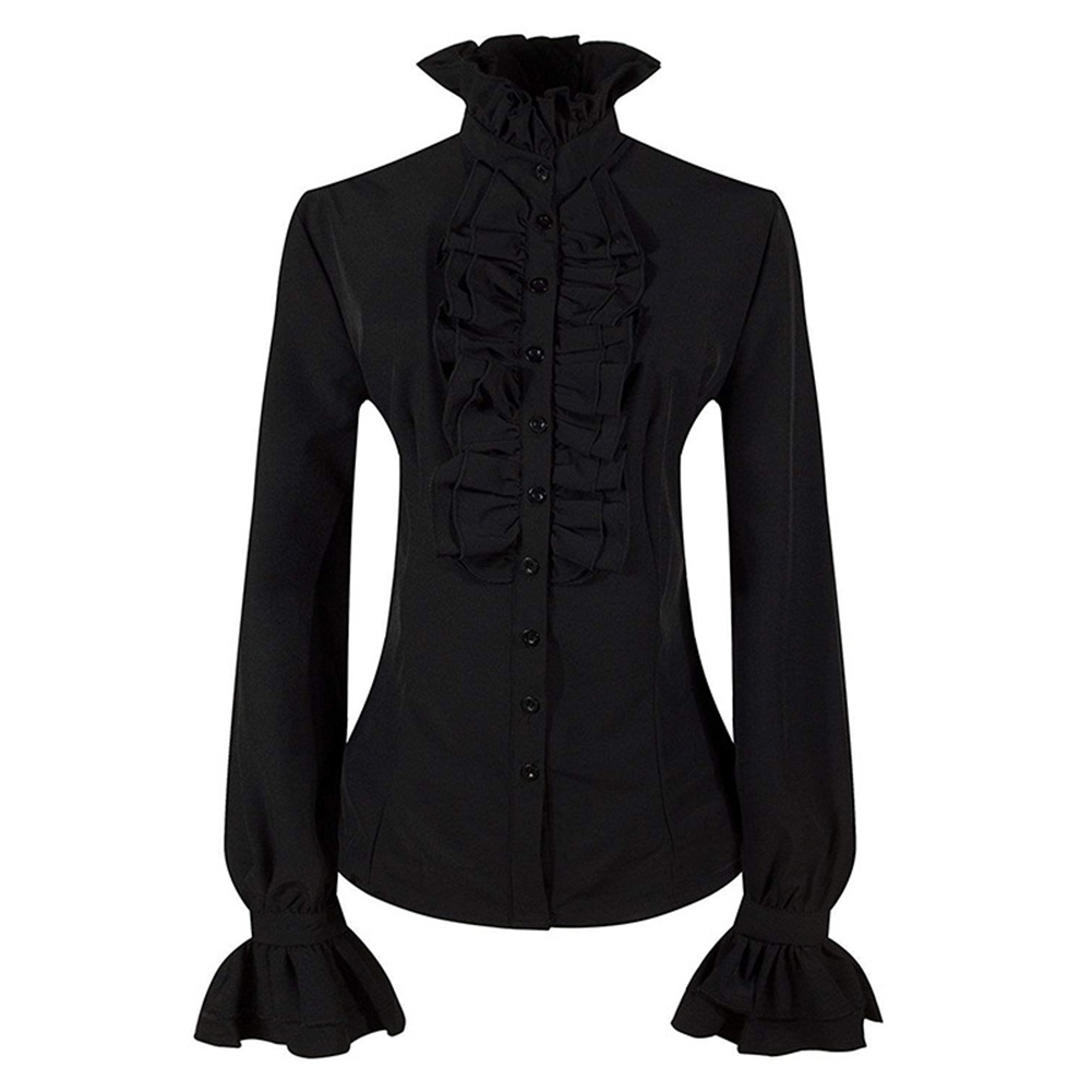 Victoria Áo Sơ Mi polyester Màu Trơn Không Co Giãn Phong Cách vintage