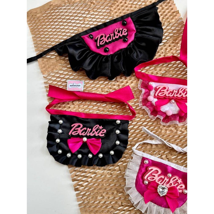 Barbie Doll Pet's Saliva Towel Collar Pink Lace Cat Puppy Original Handmade Bow Birthday Bib LaiD
