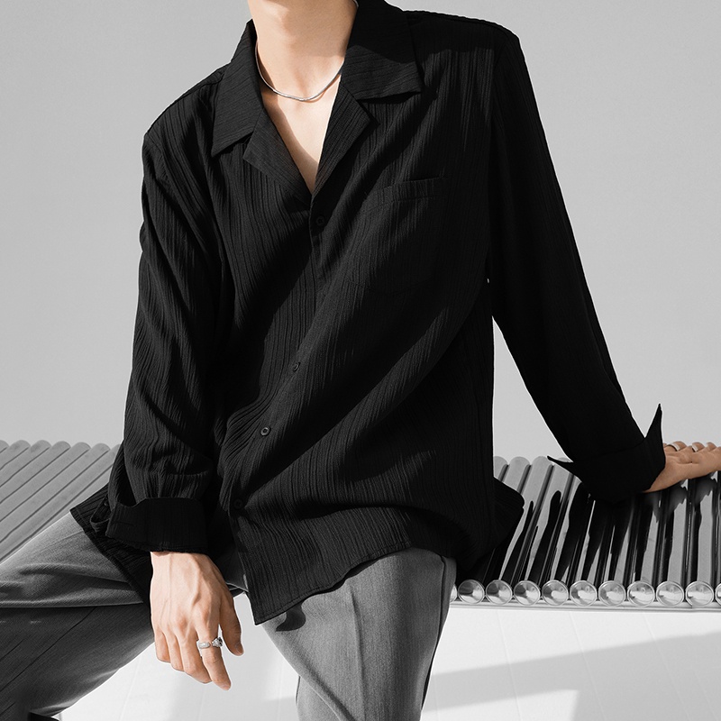 INCERUN Áo Sơ Mi Tay Dài Dáng Rộng Thời Trang Cá Tính Cho Nam