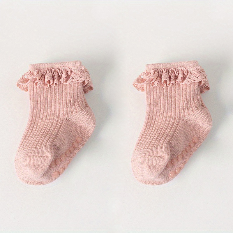Đôi Vớ Ren Hoa Dễ Thương Cho Bé Gái 0-6 Tháng Tuổi: cotton Pha Thoáng Khí Thoải Mái Cho Bé Gái