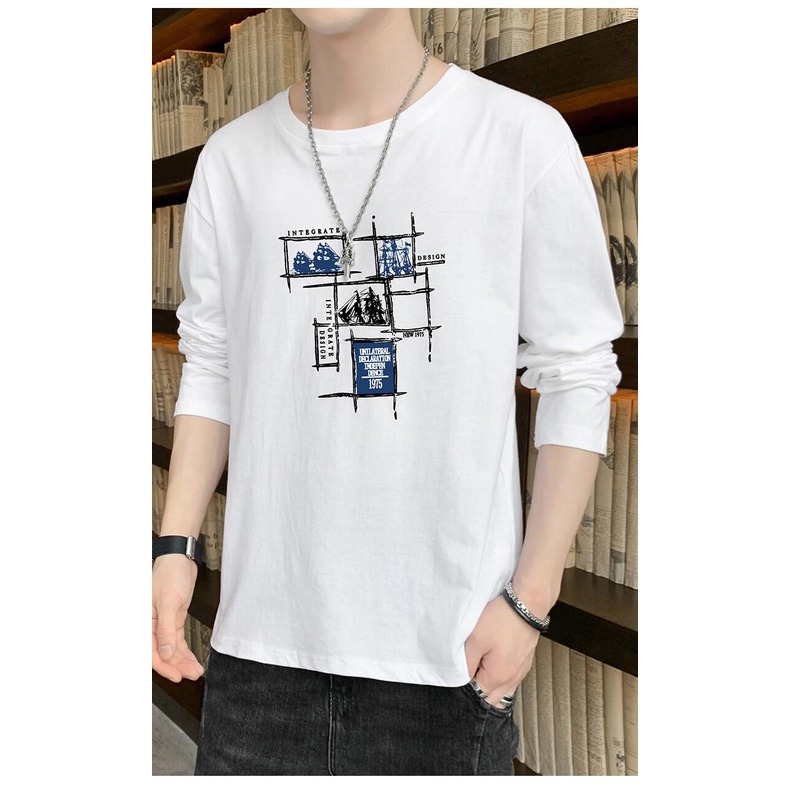 Áo Thun Tay Dài Dáng Ôm Thời Trang Mùa Thu Mới 2021 Cho Nam size m-4xl