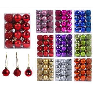 Set châu e18 3cm 24, 36 quả trang trí noel treo cây thông