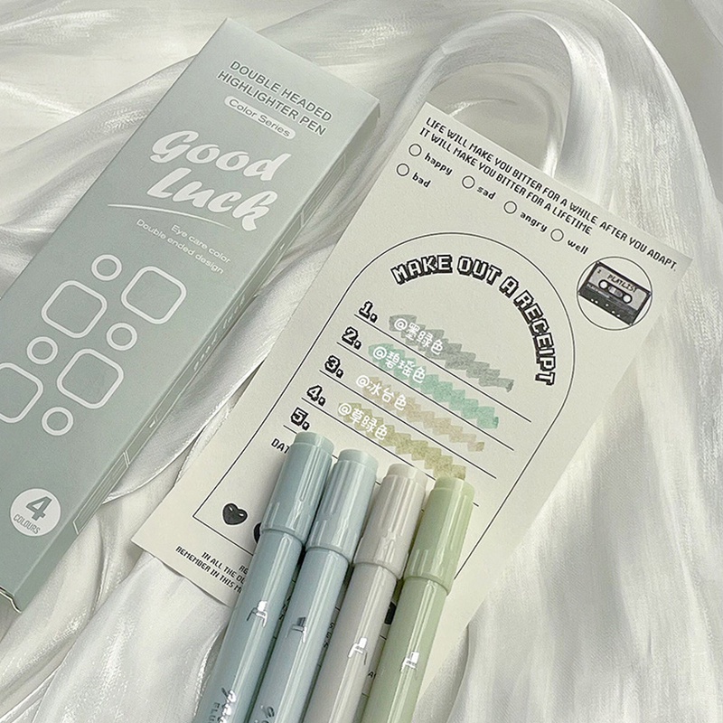 Hộp 4 Bút Đánh Dấu Hai Đầu Màu Gradient Sáng Tạo DIY