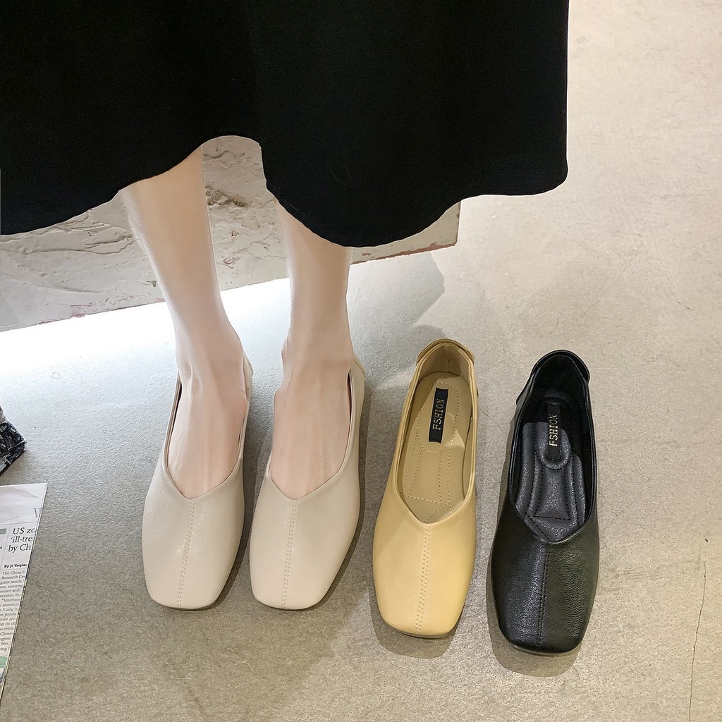 Prowow❤Giày Búp Bê Mũi Vuông Thời Trang Xuân Thu Cho Nữ