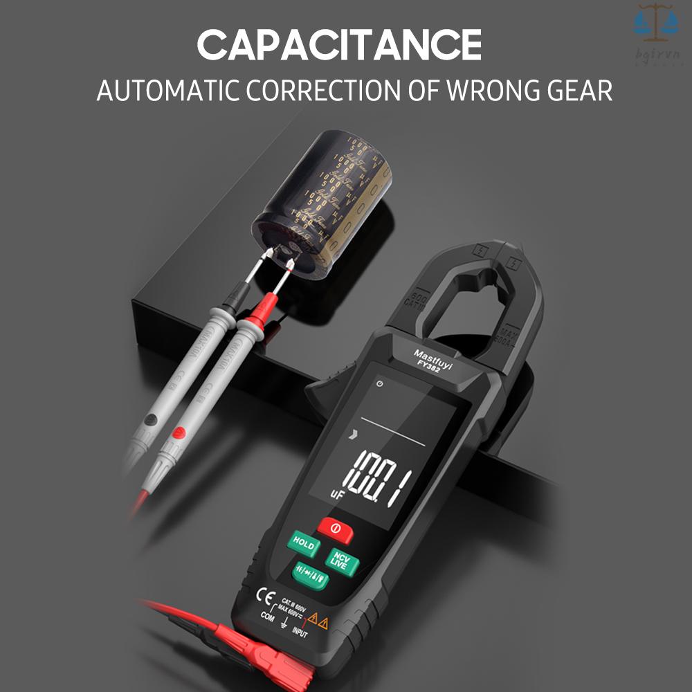 Mastfuyi Kẹp Vạn Năng Kế Thông Minh fy382 rms 9999 Đếm Màn Hình lcd ac dc Có Đèn Pin Đa Năng