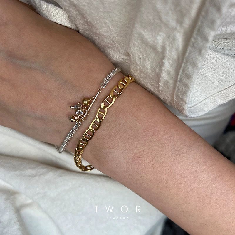 / Chính Hãng niche Vòng Tay Bạc Phối Ren Mặt linlang Thiết Kế Đơn Giản Phong Cách Mỹ