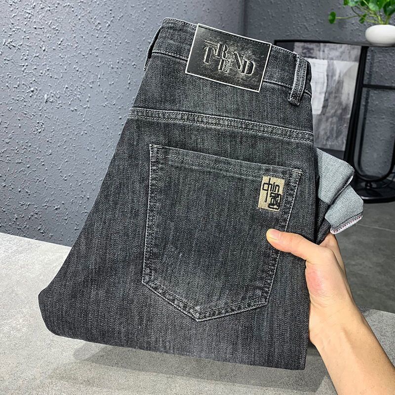 Quần Jean Lưng Vừa Dáng Ôm Co Giãn Thêu Họa Tiết Cá Tính Dễ Phối Đồ Cho Nam