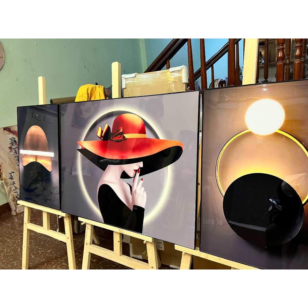 Bộ 3 Tranh Tráng Gương Treo Tường "Cô Gái"  Phong Cách Hiện Đại Treo Phòng Khách/ Phòng Ngủ/ làm Quà Tặng...