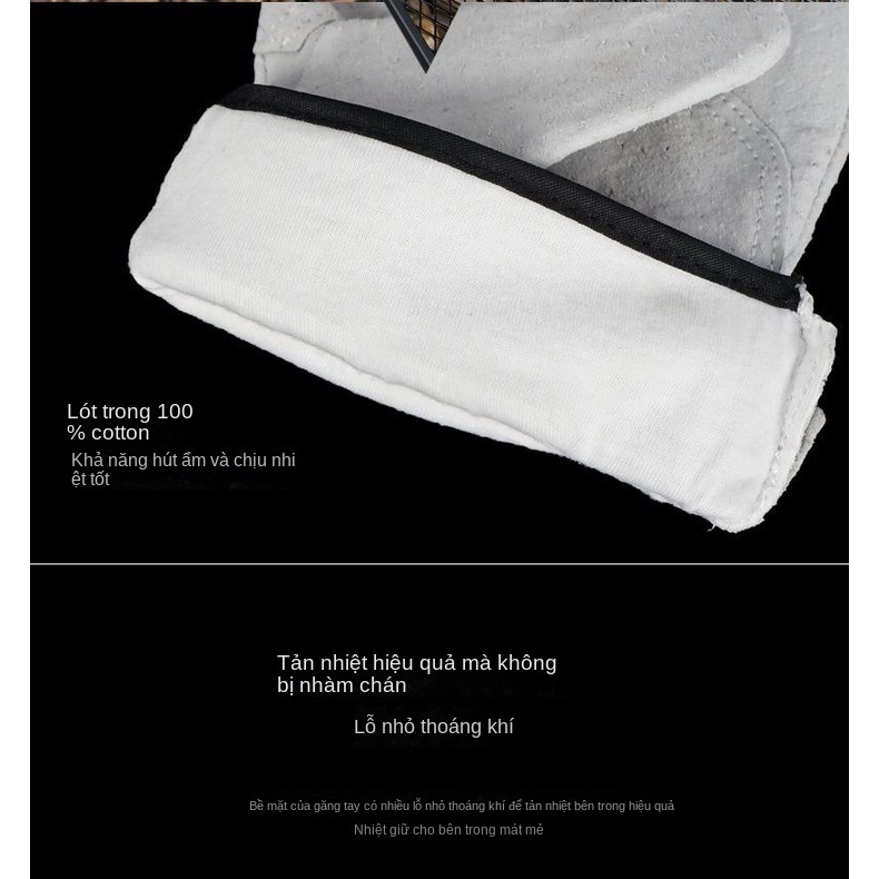 Găng Tay Da Bò Chống Bỏng Chống Mài Mòn Dùng Để Nướng bbq