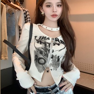 Áo thun lửng tay dài dáng ôm thời trang thu đông cho nữ