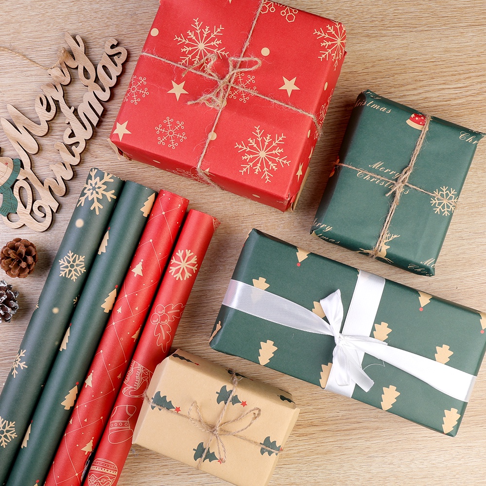 Hộp Giấy kraft Gói Quà / Bó Hoa / Trang Trí Tiệc Giáng Sinh Màu Xanh Lá / Đỏ Chống Thấm Nước diy
