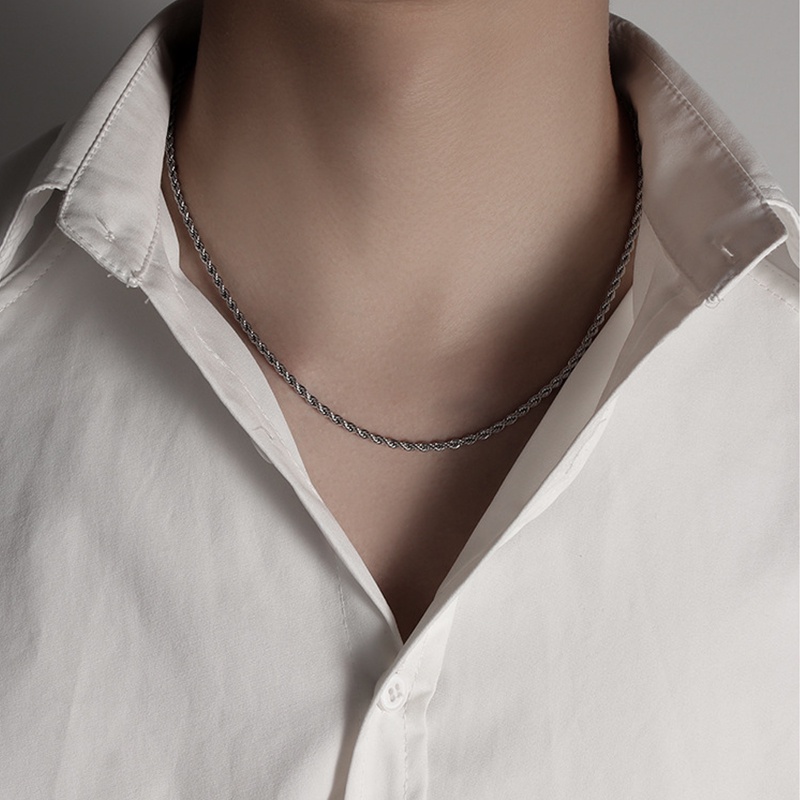 Vòng cổ Dạng Xoắn Bằng Thép Titan Không Gỉ Phong Cách hip hop Châu Âu Thời Trang Cho Nam