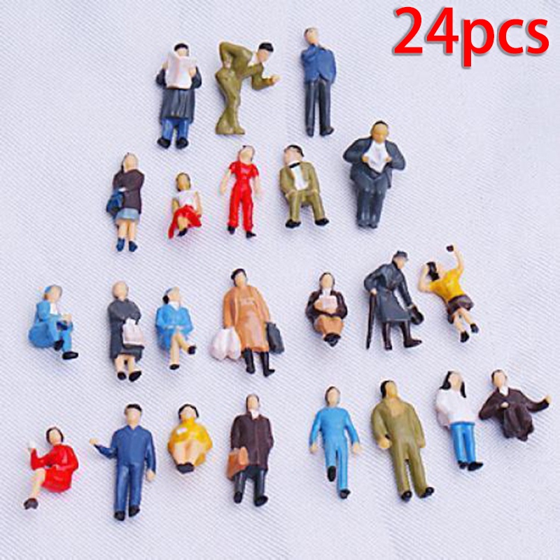 Set 24 Mô Hình Người Bằng Nhựa Nhiều Màu Sắc Dùng Trang Trí