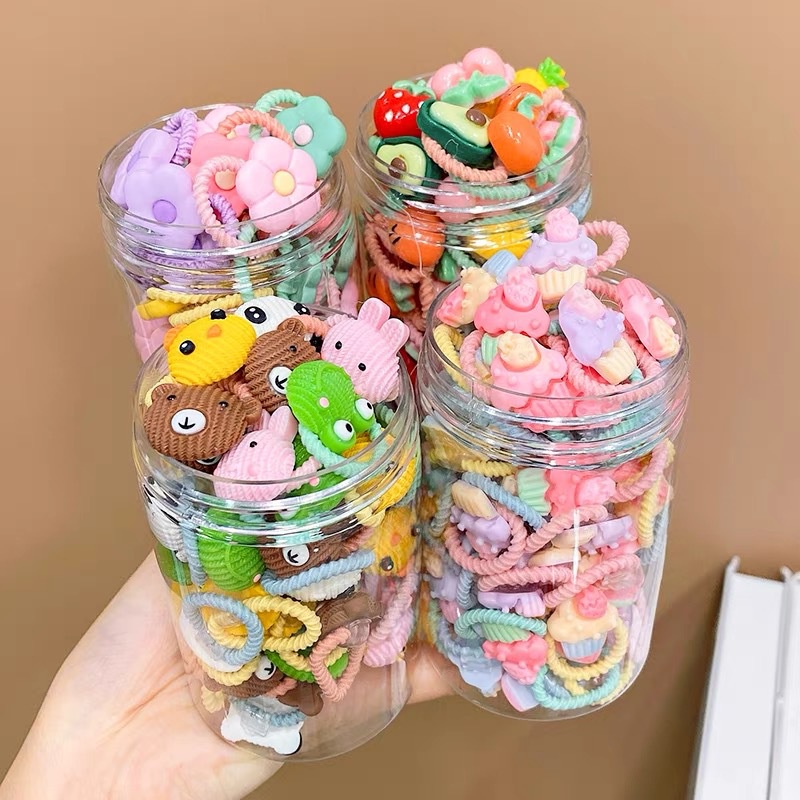 Set 30 Dây Cột Tóc Co Giãn Nhiều Màu Dễ Thương Không Làm Đau Cho Bé