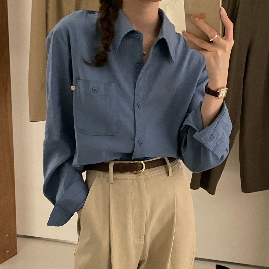 ✨Áo Sơ Mi Dài Tay Dáng Rộng Thiết Kế Mới Thoải Mái Thời Trang Dành Cho Mù
