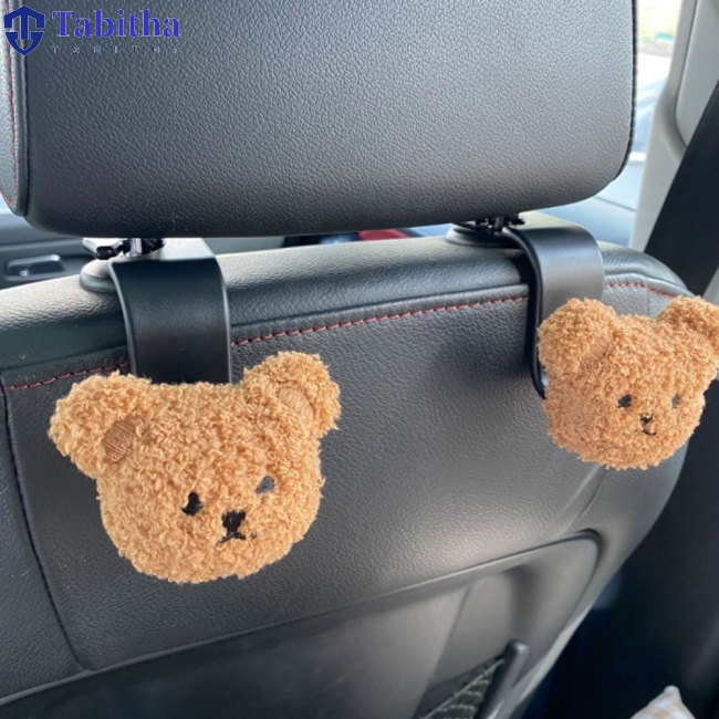 Tabitha 1 Cặp Móc Treo Đồ Hình Đầu Gấu Hoạt Hình Gắn Ghế Ngồi Xe Hơi