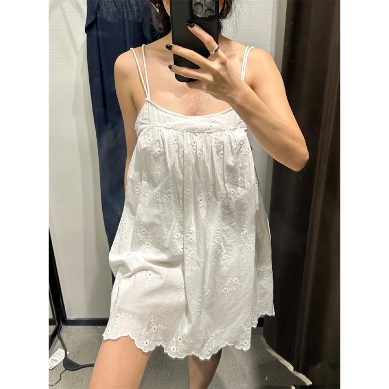 Đầm Ngắn Hai Dây Thêu Họa Tiết Thời Trang Mùa Hè 2023 Cho Nữ 7200336 712