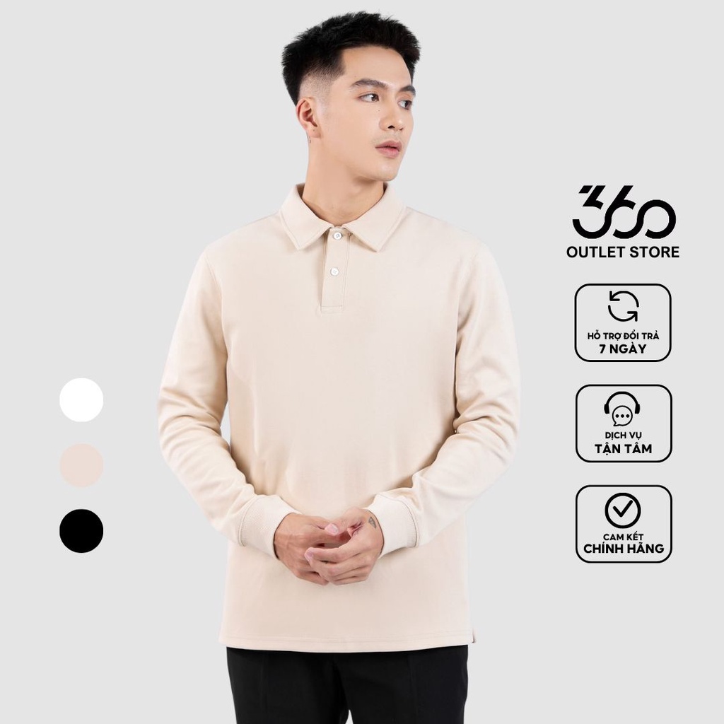 Áo polo nam trơn thương hiệu 360 Boutique dài tay chất liệu cao cấp - POTTK443