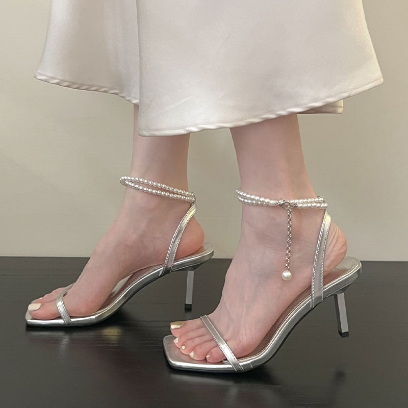 BAILUDAREN.Giày Cao Gót Đính Ngọc Trai Nhân Tạo Phong Cách Mới