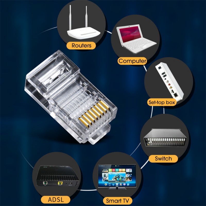 Đầu Nối Mạng cat6 cat5 rj45 Mạ Vàng / Đầu Nối Dây Cáp Internet