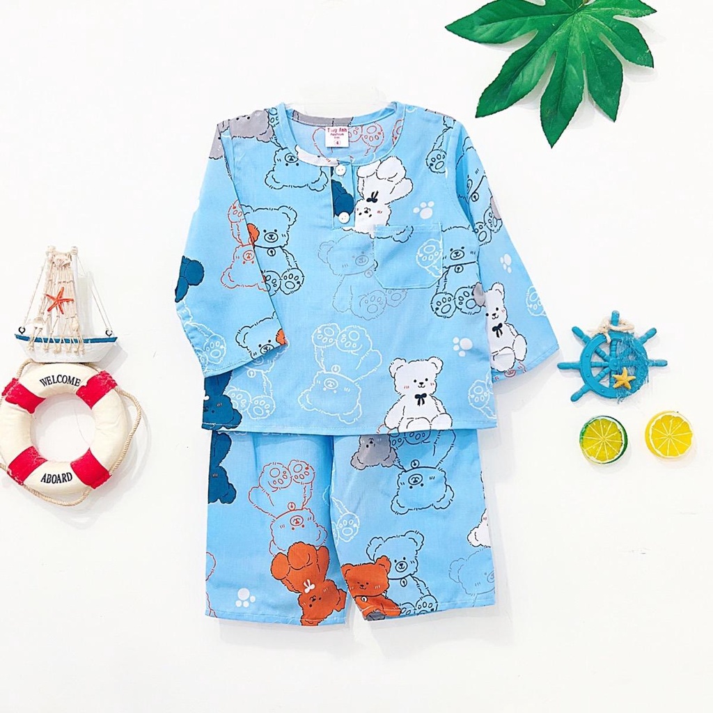 TOLEXINH  bộ tay dài quần dài bé trai - vải tole loại 1