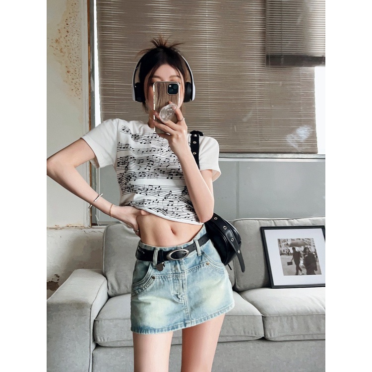 ÁO THUN CROPTOP IN HÌNH NỐT NHẠC ĐẸP DẼ THƯƠNG CÓ FREESIZE