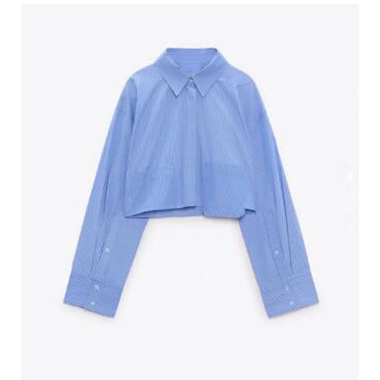 Zara Áo Sơ Mi Ngắn Trang Trí Nút Ẩn 23 Kiểu Bất Đối Xứng Thời Trang Thu Đông5427005