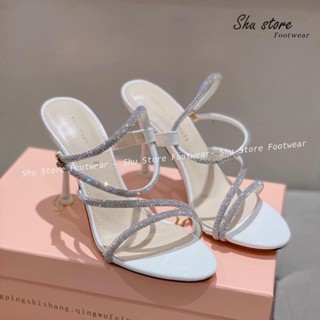 Dép cao gót nữ, guốc cao gót 9cm Minh Thư mũi tròn quai đính đá xoàn lấp lánh, dép nữ đi chơi đi tiệc-L260