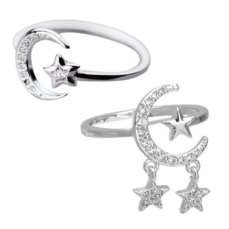 Nhẫn Hở Hình Mặt Trăng Ngôi Sao Tua Rua Kiểu Mới