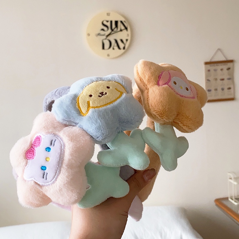 Băng đô cài tóc rửa mặt Vải Bông Họa Tiết Hoa Hướng Dương Hoạt Hình Dễ Thương