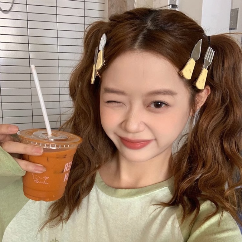 Mới Kẹp Tóc Hình Phô Mai / Dao / Nĩa Ngộ Nghĩnh Cho Bé Gái