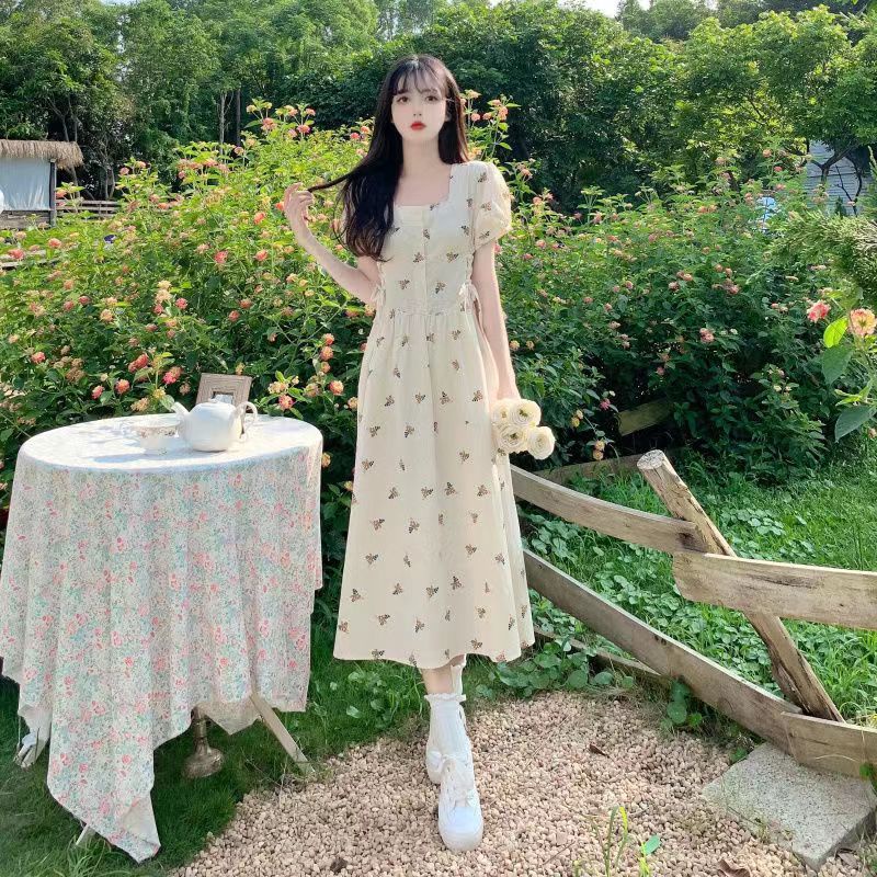 Đầm Dáng Chữ a Thắt Nơ Eo Phong Cách Pháp Thanh Lịch Cho Nữ